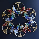 12pcs Natural Stone Tree of Life Wire Wrapped Pendants 50mm