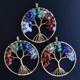 12pcs Natural Stone Tree of Life Wire Wrapped Pendants 50mm