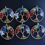 12pcs Natural Stone Tree of Life Wire Wrapped Pendants 50mm
