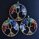 12pcs Natural Stone Tree of Life Wire Wrapped Pendants 50mm