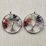 12pcs/lot 7 Chakra Natural Stone Tree of Life Pendulum Pendants