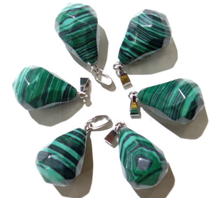 12pcs Malachite Round Teardrop Cut Face Pendants DIY Jewelry Making