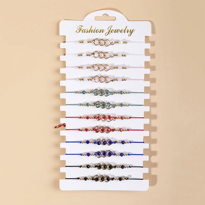 12pcs Multi-style Bracelet Set Eye Heart Turtle Braid