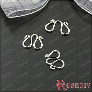 Rhodium M-Shape Copper Necklace Clasps Jewelry Findings 20pcs