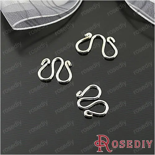 Rhodium M-Shape Copper Necklace Clasps Jewelry Findings 20pcs