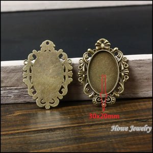 Vintage Charm Oval Picture Frame Pendant Antique Bronze DIY Jewelry Making