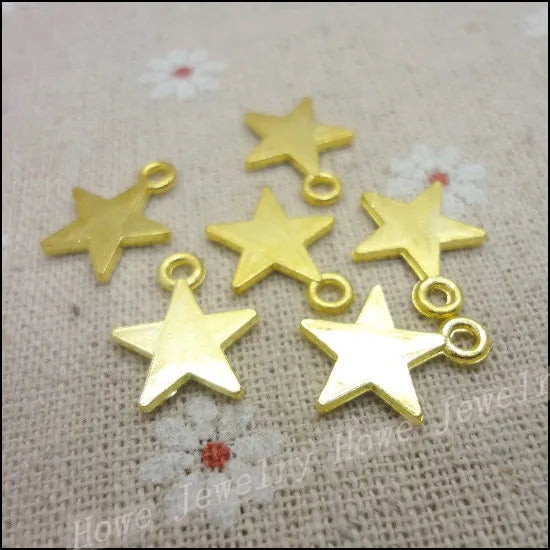 130PCS Gold Five-pointed star Charms Pendant DIY Metal Jewelry Making