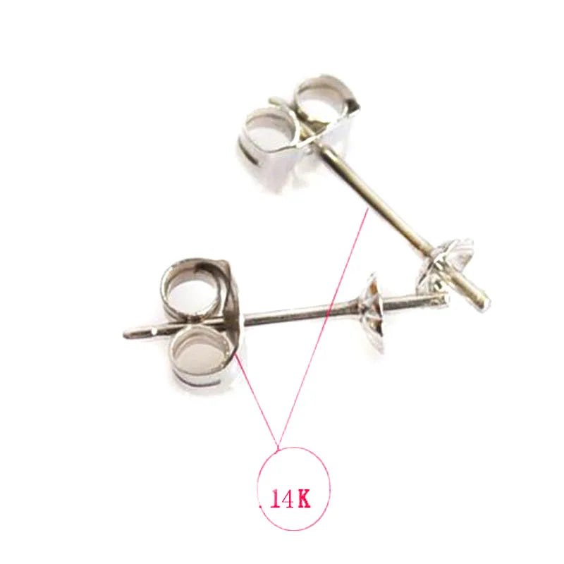 14K Solid Earring Stud - Elegant Round Design
