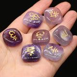 14PCS Amethyst Stone Square Bead Pendant DIY Jewelry Gift