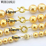 Golden South Sea Shell Pearl Necklace 14mm+ 18"