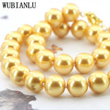 Golden South Sea Shell Pearl Necklace 14mm+ 18"