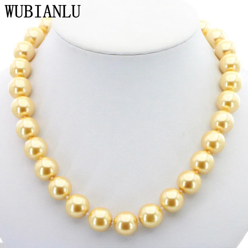 Golden South Sea Shell Pearl Necklace 14mm+ 18"