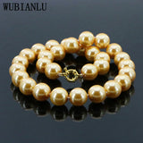 Golden South Sea Shell Pearl Necklace 14mm+ 18"