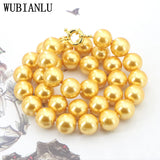 Golden South Sea Shell Pearl Necklace 14mm+ 18"