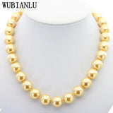 Golden South Sea Shell Pearl Necklace 14mm+ 18"