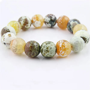 14mm Weathered Agat Bracelets Rutilated Quartz Stone Bracelet