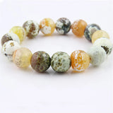 14mm Weathered Agat Bracelets Rutilated Quartz Stone Bracelet