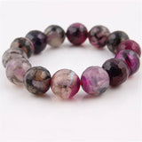 14mm Weathered Agat Bracelets Rutilated Quartz Stone Bracelet
