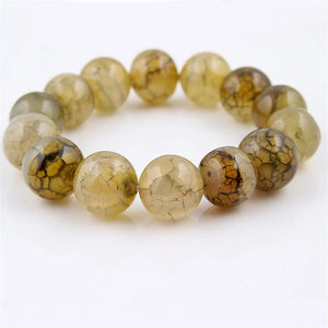 14mm Weathered Agat Bracelets Rutilated Quartz Stone Bracelet