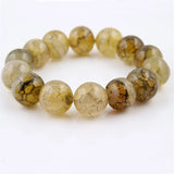 14mm Weathered Agat Bracelets Rutilated Quartz Stone Bracelet