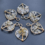 14pcs Mixed Crystal Tree of Life Wire Wrapped Pendants for Jewelry Making