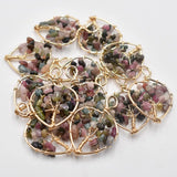 14pcs Mixed Crystal Tree of Life Wire Wrapped Pendants for Jewelry Making