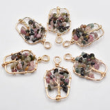 14pcs Mixed Crystal Tree of Life Wire Wrapped Pendants for Jewelry Making