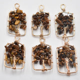 14pcs Mixed Crystal Tree of Life Wire Wrapped Pendants for Jewelry Making