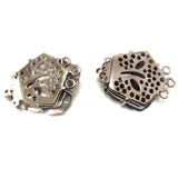 Button Pearl & Shell Flower Clasp, 3 Rows, 14x30mm