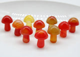 15PCS Natural Stone Quartz Red Agates Amethyst Mushroom Statue Pendant