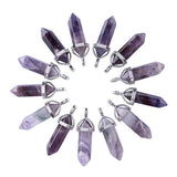 15pcs Natural Stone Hexagonal Column Pendant Charm DIY Jewelry Making