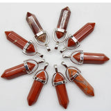 15pcs Tiger Stone Pillar Necklace Pendant DIY Jewelry Charm Pendant