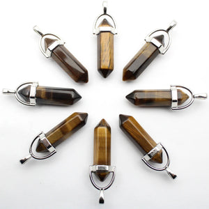 15pcs Tiger Stone Pillar Necklace Pendant DIY Jewelry Charm Pendant