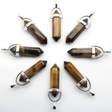 15pcs Tiger Stone Pillar Necklace Pendant DIY Jewelry Charm Pendant