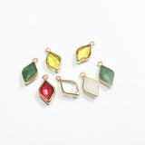 30pcs Mixed Small Lozenge Shape Copper Glass Rhinestone Charms