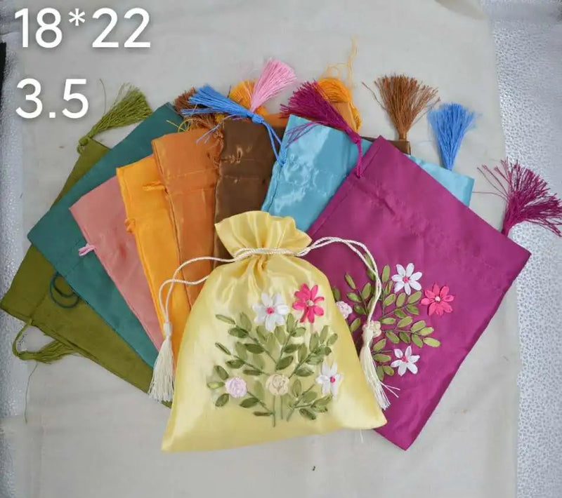 Silk Embroidery Jewelry Pack Bags 3pc/lot (Assorted Colors)