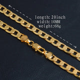 18K 10mm Wide Cuban Chain Necklace for Men Long