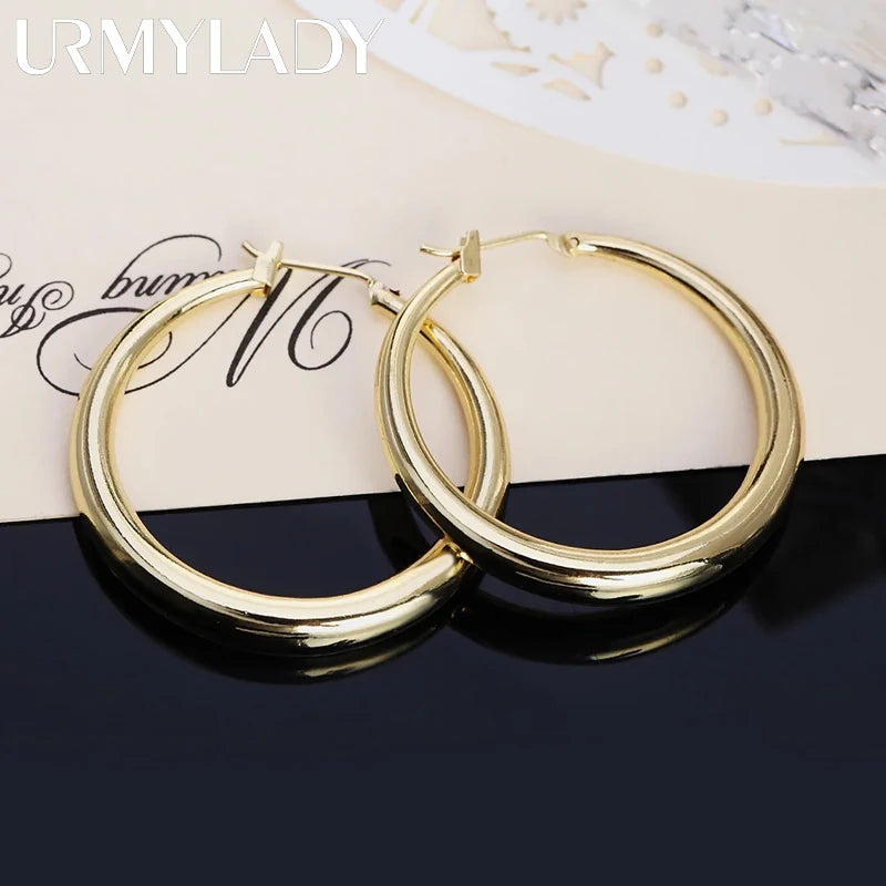 18K Round Earrings Charms for Woman Engagement Princess Wedding