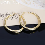 18K Round Earrings Charms for Woman Engagement Princess Wedding