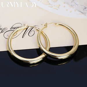 18K Round Earrings Charms for Woman Engagement Princess Wedding