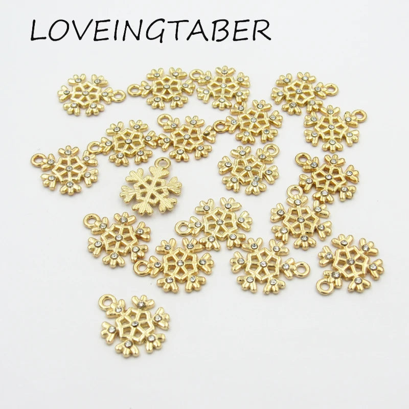 30pcs Rhinestone Snowflake Charms for DIY Jewelry