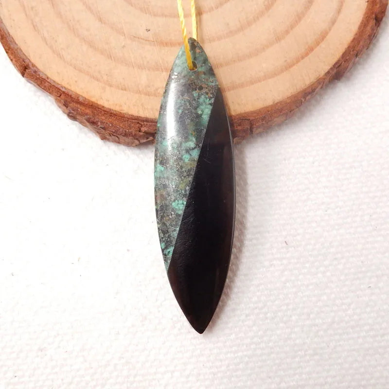 Natural Stone African Turquoise Obsidian Pendant Bead 44x12x4mm