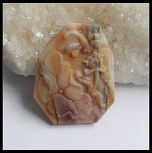 Natural Stone Amazonite Carved Flower Necklace Pendant 47x37x5mm