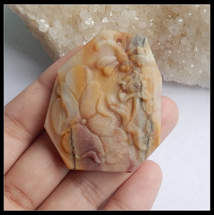 Natural Stone Amazonite Carved Flower Necklace Pendant 47x37x5mm