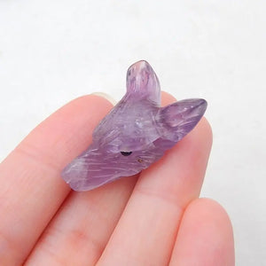 Amethyst Animal Wolf Head Necklace Pendant 30x21x11mm 7g