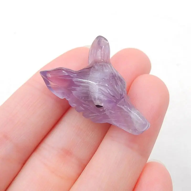 Amethyst Animal Wolf Head Necklace Pendant 30x21x11mm 7g