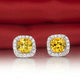 Princess Synthetic Stone Earrings for Women Wedding Engagement Solid Silver