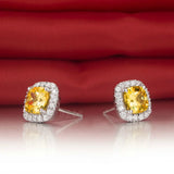 Princess Synthetic Stone Earrings for Women Wedding Engagement Solid Silver