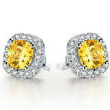 Princess Synthetic Stone Earrings for Women Wedding Engagement Solid Silver
