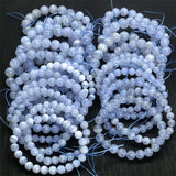 Natural Chalcedony Beads Lace Agate Bracelet, 6mm 8mm